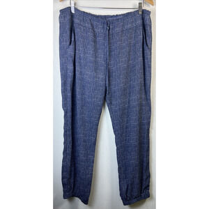 CAbi navy blue white pull on pants size Large style 414 tapered leg opening